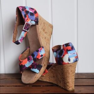 Watercolour Wedge Sandals
